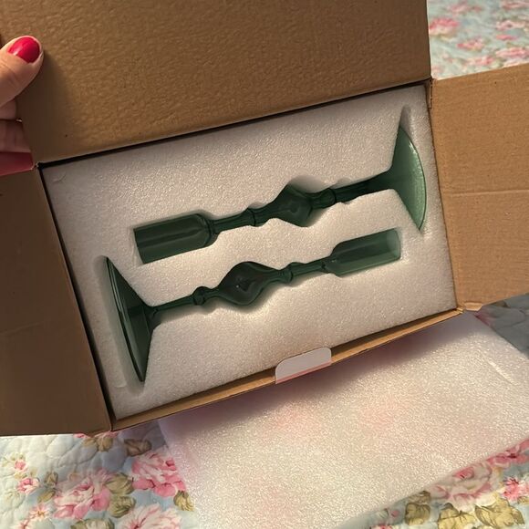 POKETO Glass Candlestick Holder Set of 2 New In Box - Picture 2 of 7